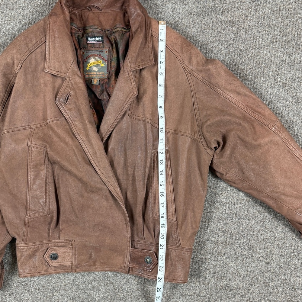 Vintage 90s Wilsons Adventure Bound Brown Genuine Leather Bomber Jacket Womens M - Picture 10 of 11